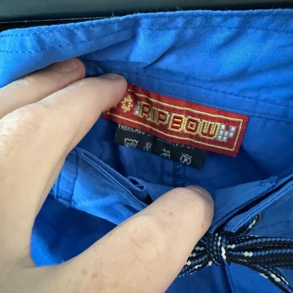 NEW RIP BOW Flames and Skull Shorts Size Small Color Blue Silver Red - Picture 5 of 7